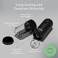 Vista 3 de Juego de molinillo eléctrico de sal y pimienta, recargable por USB, molinillo automático de sal y pimienta con molienda ajustable, saleros Negro