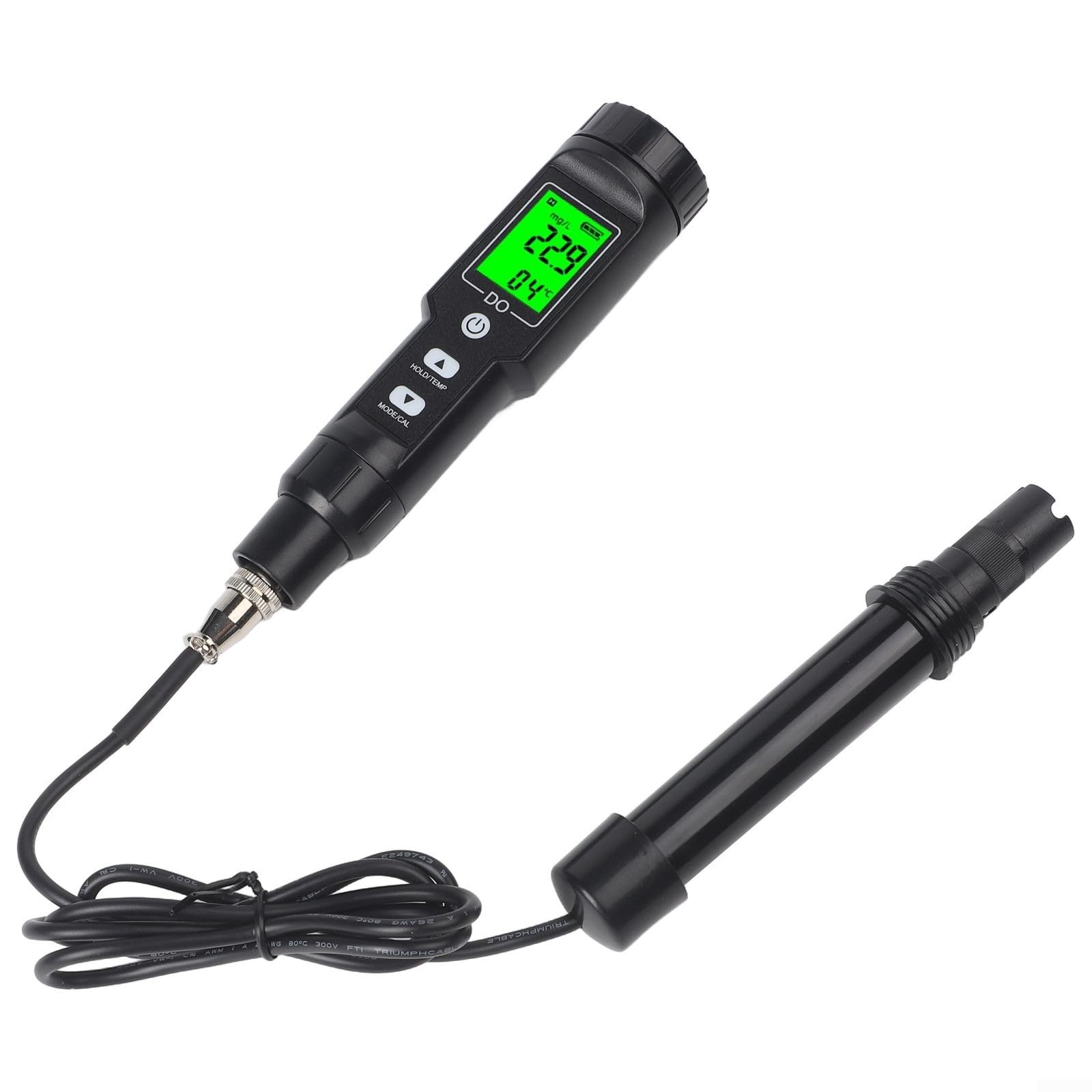 Misuratore di ossigeno disciolto per piscine, mare e oceani con compensazione automatica della temperatura, 6 coperture per sonde per acquari, birra e test dell'acqua