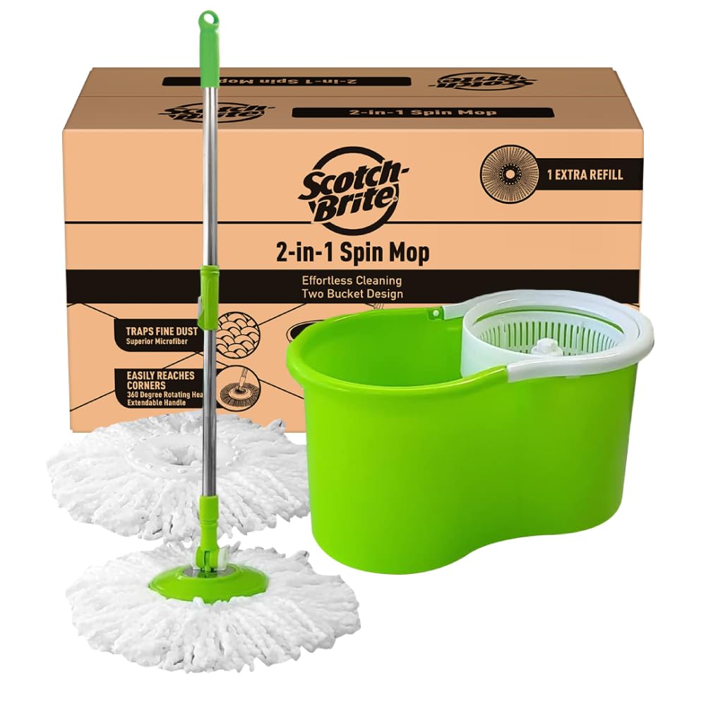 Sponsored Ad - 2-in-1 Bucket Spin Mop (Green, 2 Refills), 4 Pcs