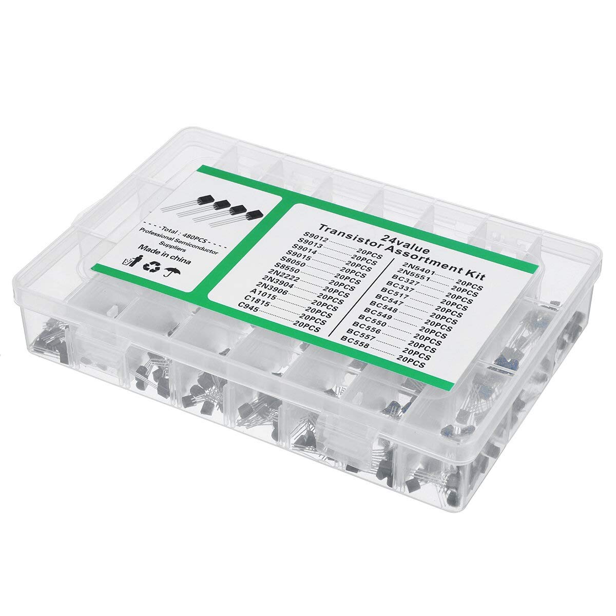 Transistor silicium en ligne NPN PNP pour projet Arduino et kit composants DIY electronics 480pcs
