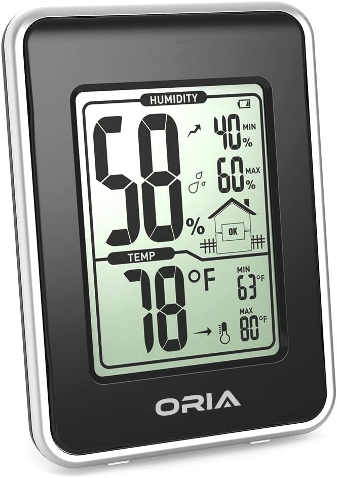 ORIA Indoor Hygrometer Thermometer, Temperature Humidity Monitor, Wireless Weather Station with Comfort Indicators, MIN/MAX Records, ℃/℉ Switch and Trend of Temperature Change for Home, Office ect.