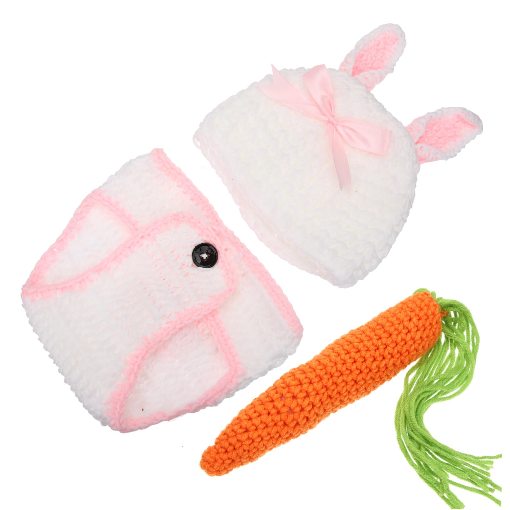 YARNOW 3juegos Conjunto De Fotografía De Recién Nacido Diseño De Conejo Accesorios De Sesión Fotográfica para Bebés Sombrero y Pantalones y Traje para Retratos De Días