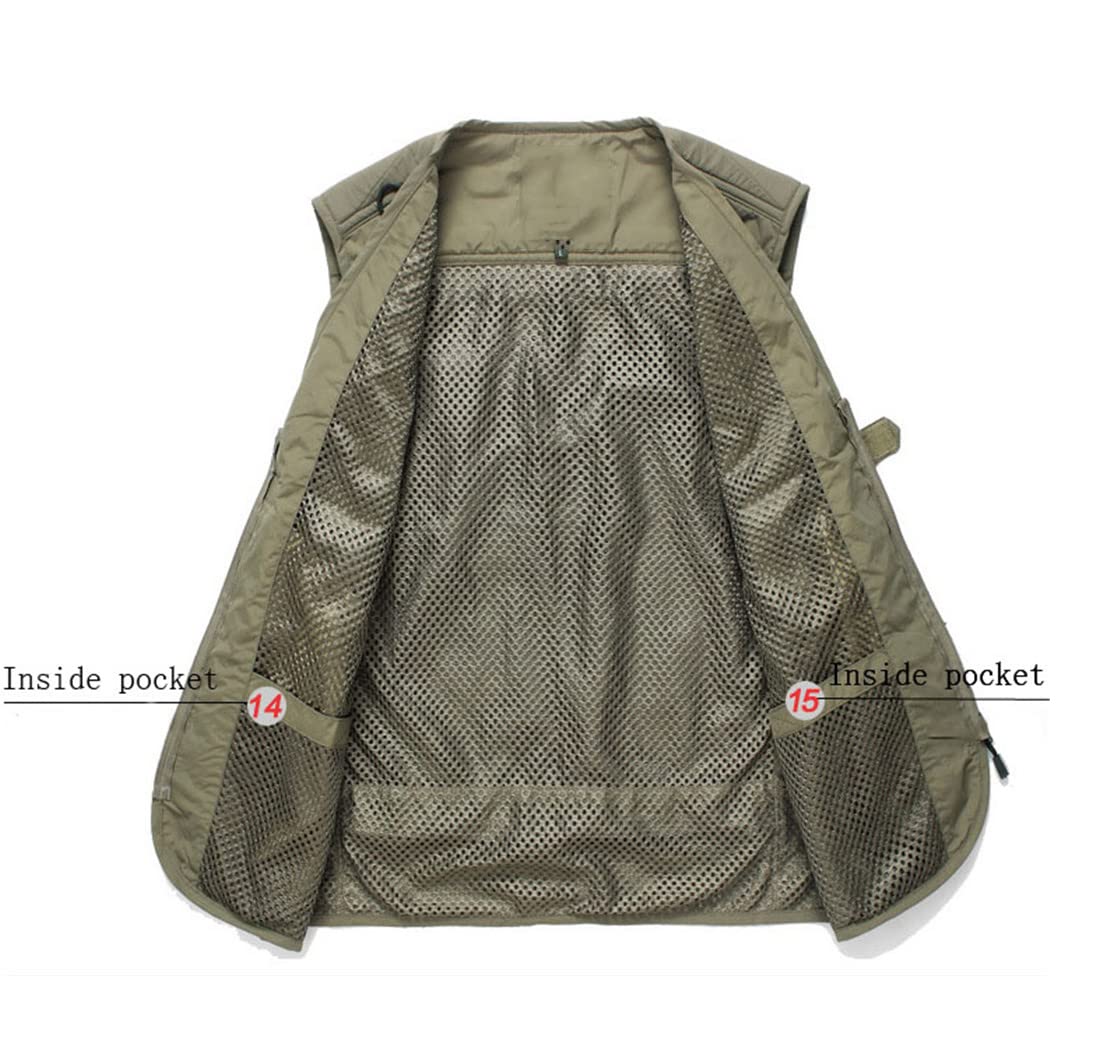 Uomini Gilet Da Pesca Quick Dry Traspirante Multi Tasca Maglia Maglia Senza Maniche Giacche Fotografia Escursionismo Gilet