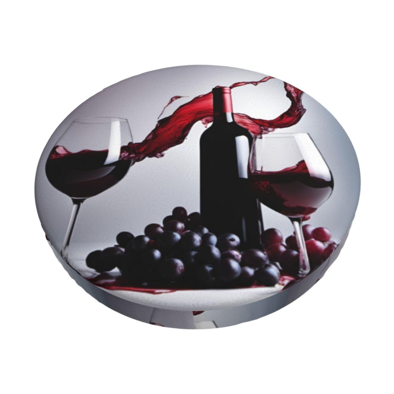 GUCHENP Red Wine Print Round Bar Chair Cushion Cover,Washable Chair Protector For Indoor Home Furniture Decor