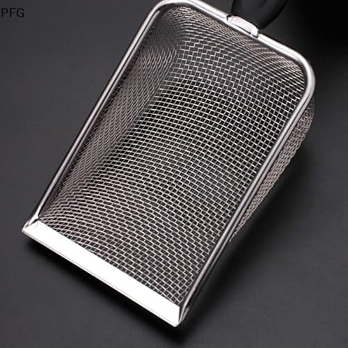 Pá Peneira Higiênica em Aço Inox para Areia de Gatos, com Cabo Ergonômico