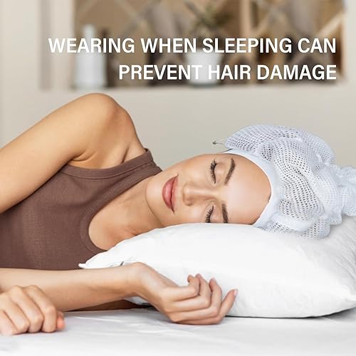 Miniatura 6 de Red Plopping Cap para secar el cabello rizado, Capo de Plopping de red con cordón, Red Plopping Satin Diffuser Cap, Red Plopping Cap para volumen,