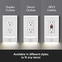 Vista 5 de SnapPower Paquete de 2 luces de movimiento para tomas dúplex Luces nocturnas LED con detección de movimiento integradas en la placa de pared
