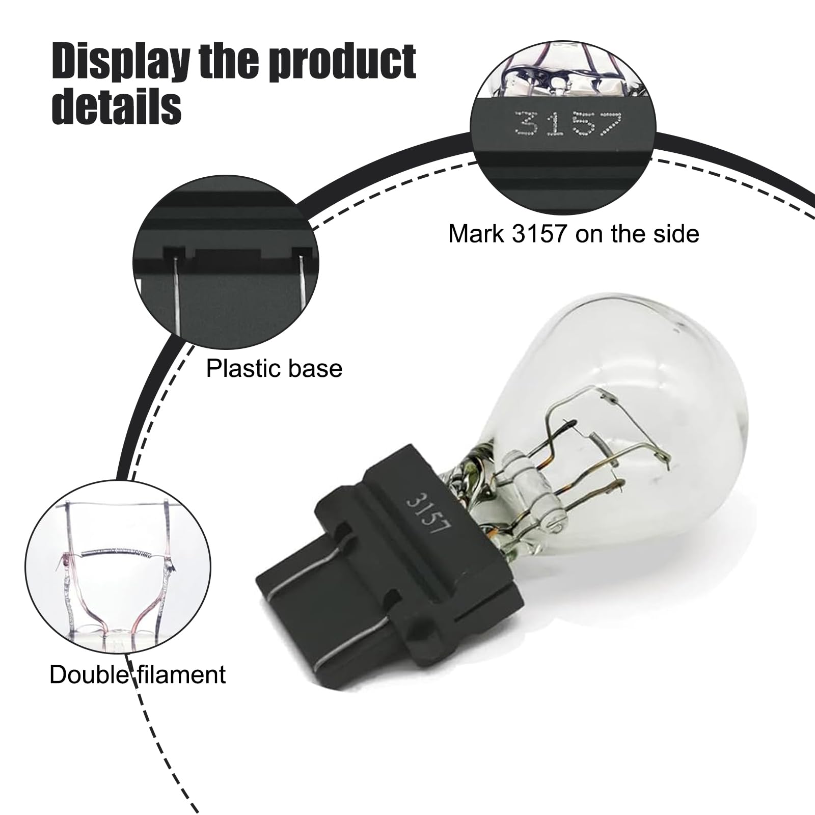 Snapklik.com : Jewkot Pack-10 Car 3157 12V 21/5W Brake Light Bulb ...