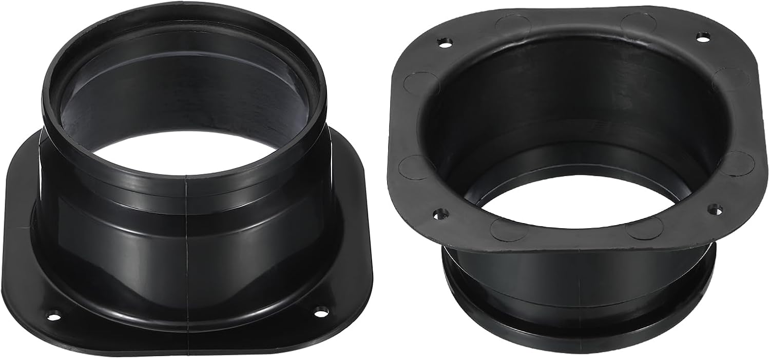 YOKIVE Duct Connector Flange, Plastic Square to Round Straight Hose Flange Connect Air Duct, Great for Ventilation System (Black, 4-Inch)