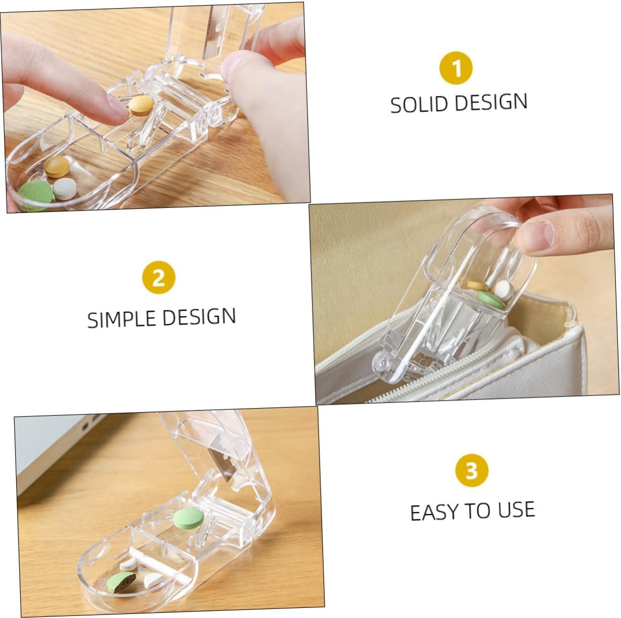 6pcs Portable Tablet Splitters Case Professional Pill Cutters for Small and Tablets -Grade and Food-Grade for Travel and Daily Use
