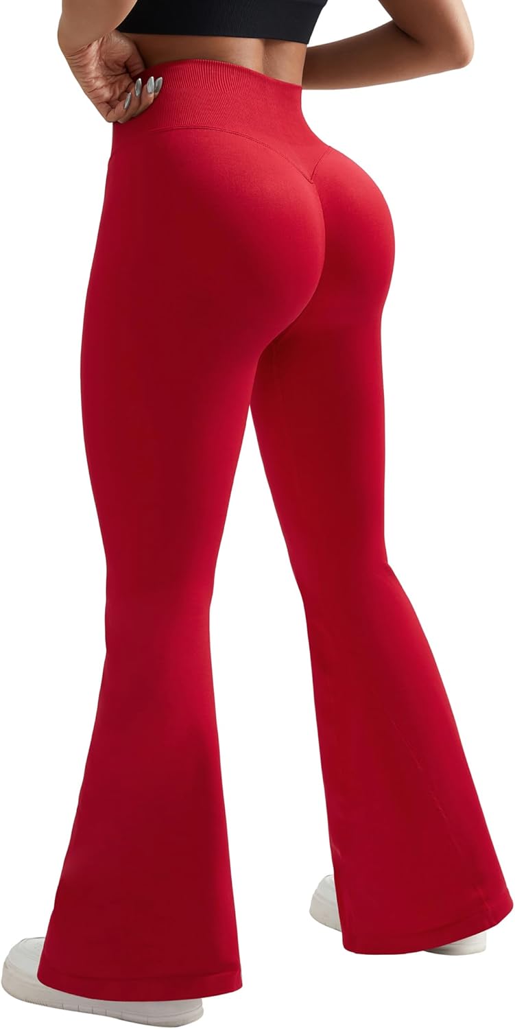 OMKAGI Fleece Lined Flare Leggings for Women Butt Lifting High Waisted Yoga Pants