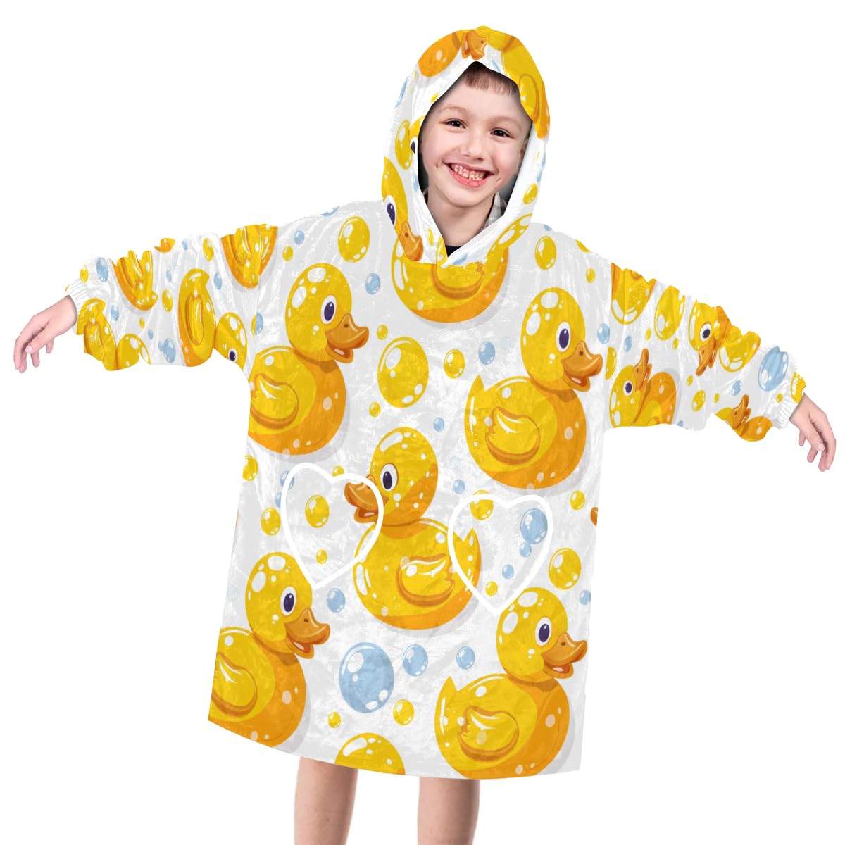 Wearable Blanket Hoodie for Kids, Diving Duck Fleece Sweatshirt Blanket Oversized Blanket Sweatshirt with Pocket Flannel Warm Hooded Blanket 6-10 Year Old Girl Boy Gift, One Size