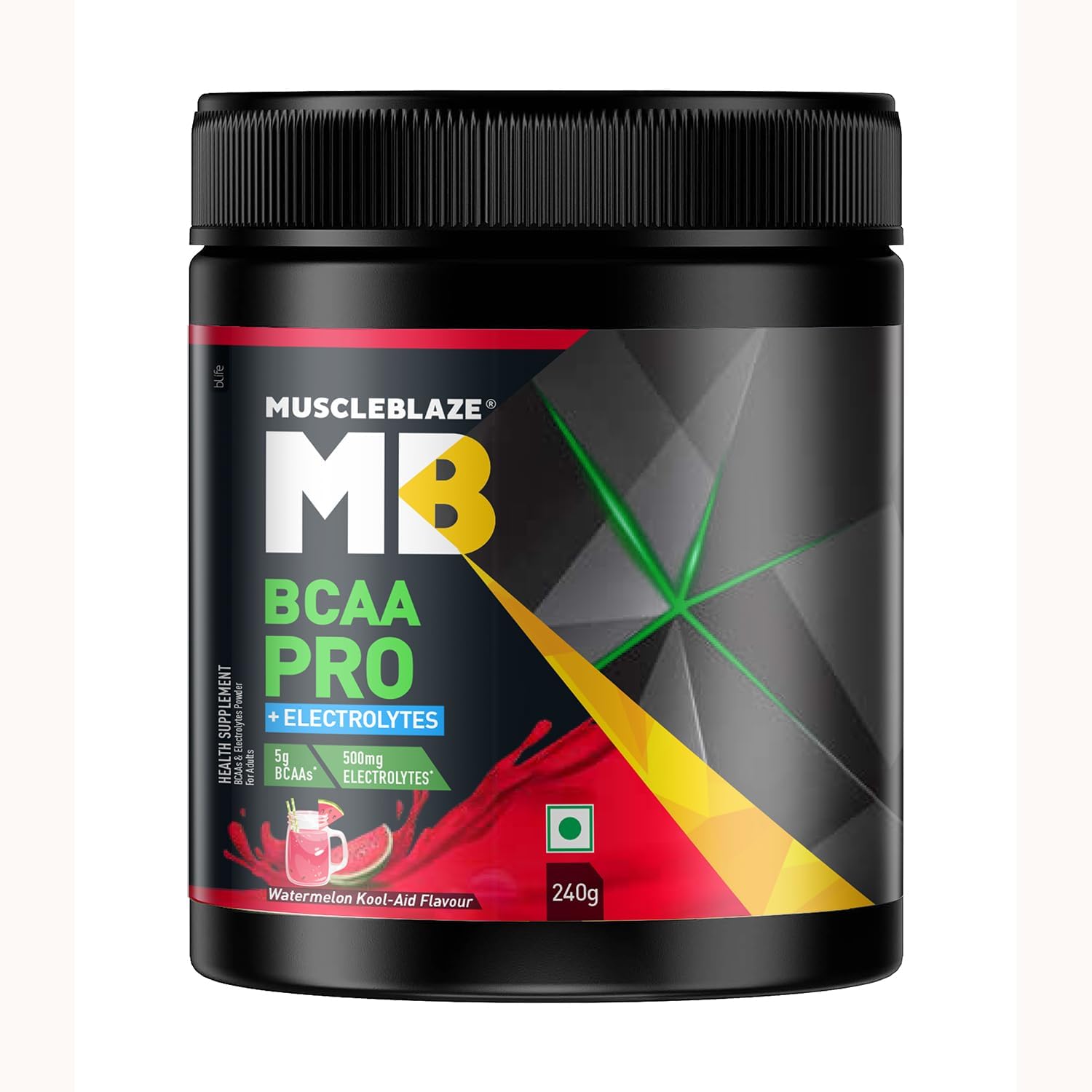BCAA Pro Powder, Powerful Intra Workout (Watermelon Kool Aid, 240g, 30 Servings) | With 5g BCAAs & 500mg Electrolytes