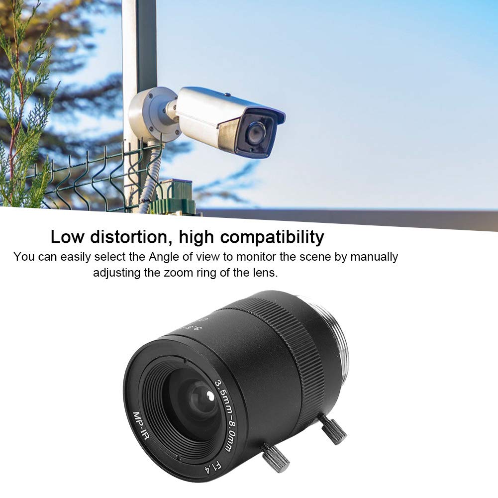 Obiettivo per Telecamera di Sicurezza, Lunghezze Focali da 3,5 Mm a 8 Mm, Lente di Apertura Manuale per Telecamera CCTV in Lega di Alluminio 720P CS-Mount F1.4