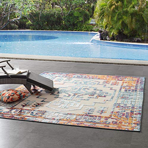 Modway Reflect Distressed Geometric Southwestern Aztec 8X10 Indoor And Outdoor Area Rug, 8 Ft X 10 Ft, Nyssa/Multicolored #TOP6