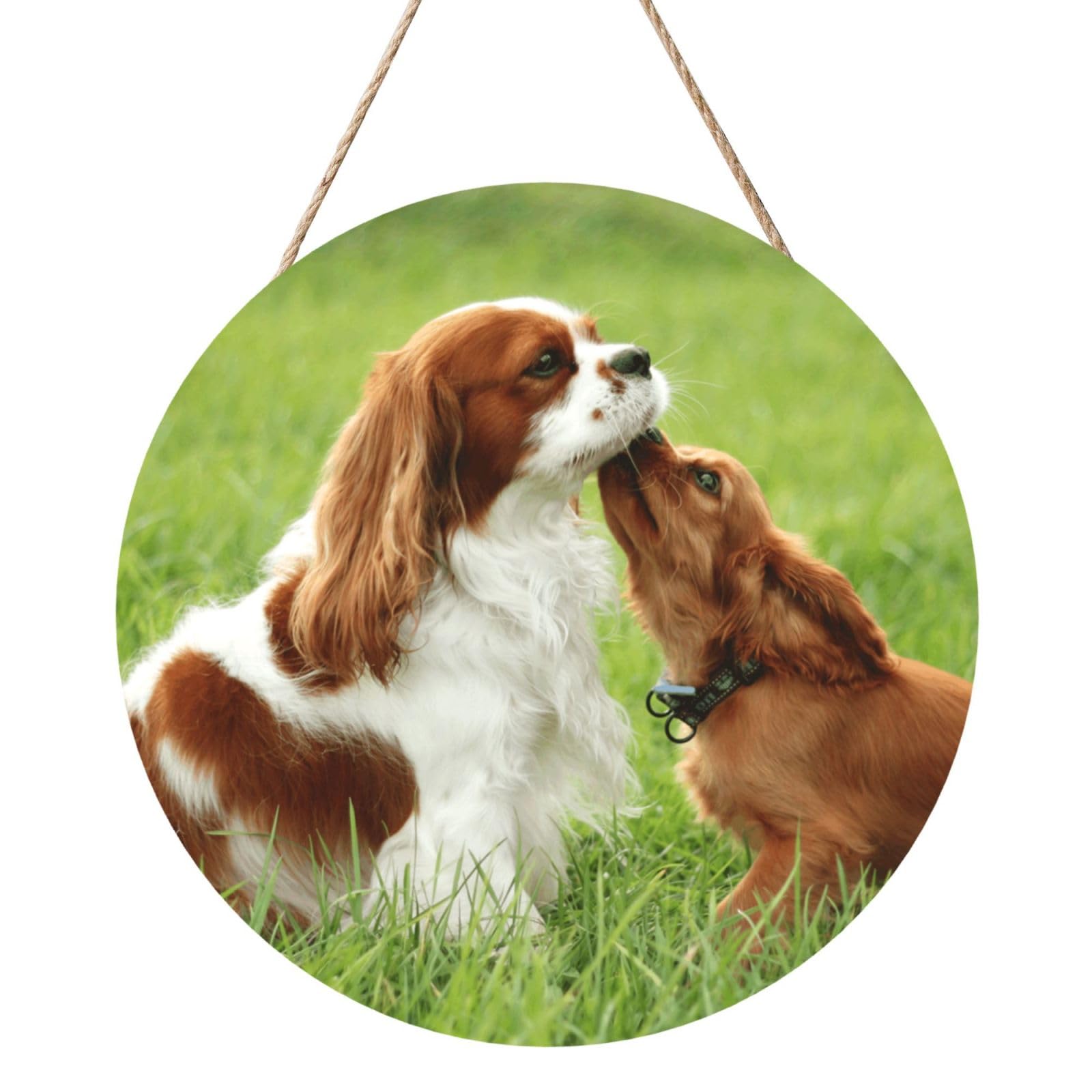 InOmak Cavalier King Charles Spaniel, Round Wood Panel Painting 12 in, Wall Hanging Painting For Home