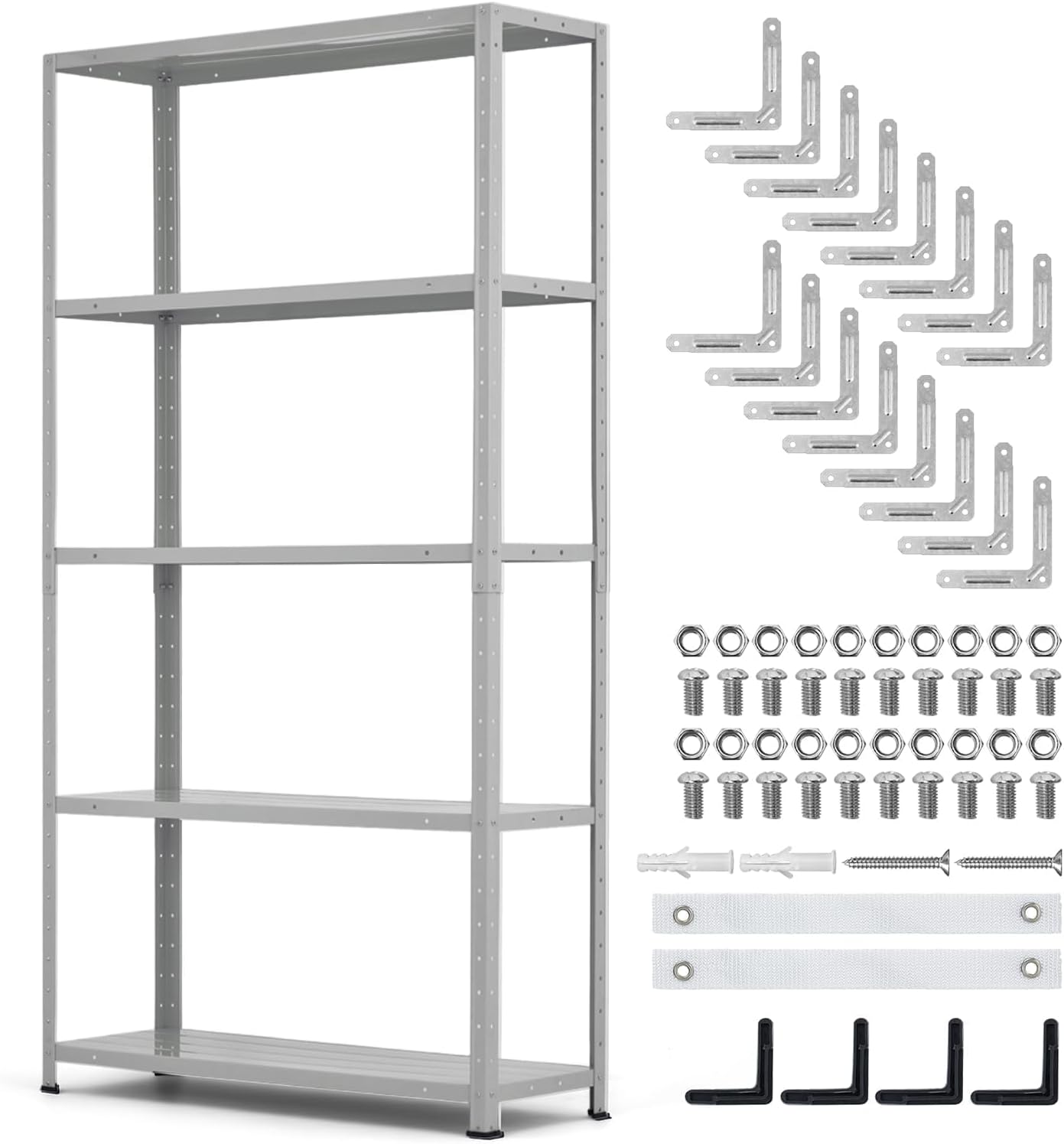 5-Tier Heavy Duty Metal Shelving Unit for Garage and Kitchen Storage, 2500 LBS Capacity Adjustable Shelves for Pantry, Basement, Laundry, Bathroom - 36" Length x 12" Width x 68" Height