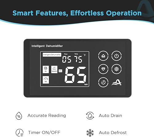 Miniatura 4 de Deshumidificador comercial de 125 pintas para espacios de rastreo y sótanos con manguera de drenaje, restauración de daños por agua de grado