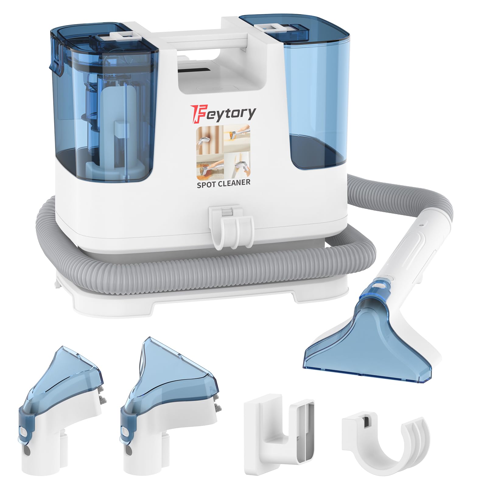 Shampouineuse Injecteur Extracteur 430W – Puissance 15KPa, 11000 tr/min, Réservoirs 0,6L Eau Propre/Sale, Clapet Anti-Débordement, Nettoyeur Canapé Tissu, Tapis, Matelas, Rideaux, Animaux