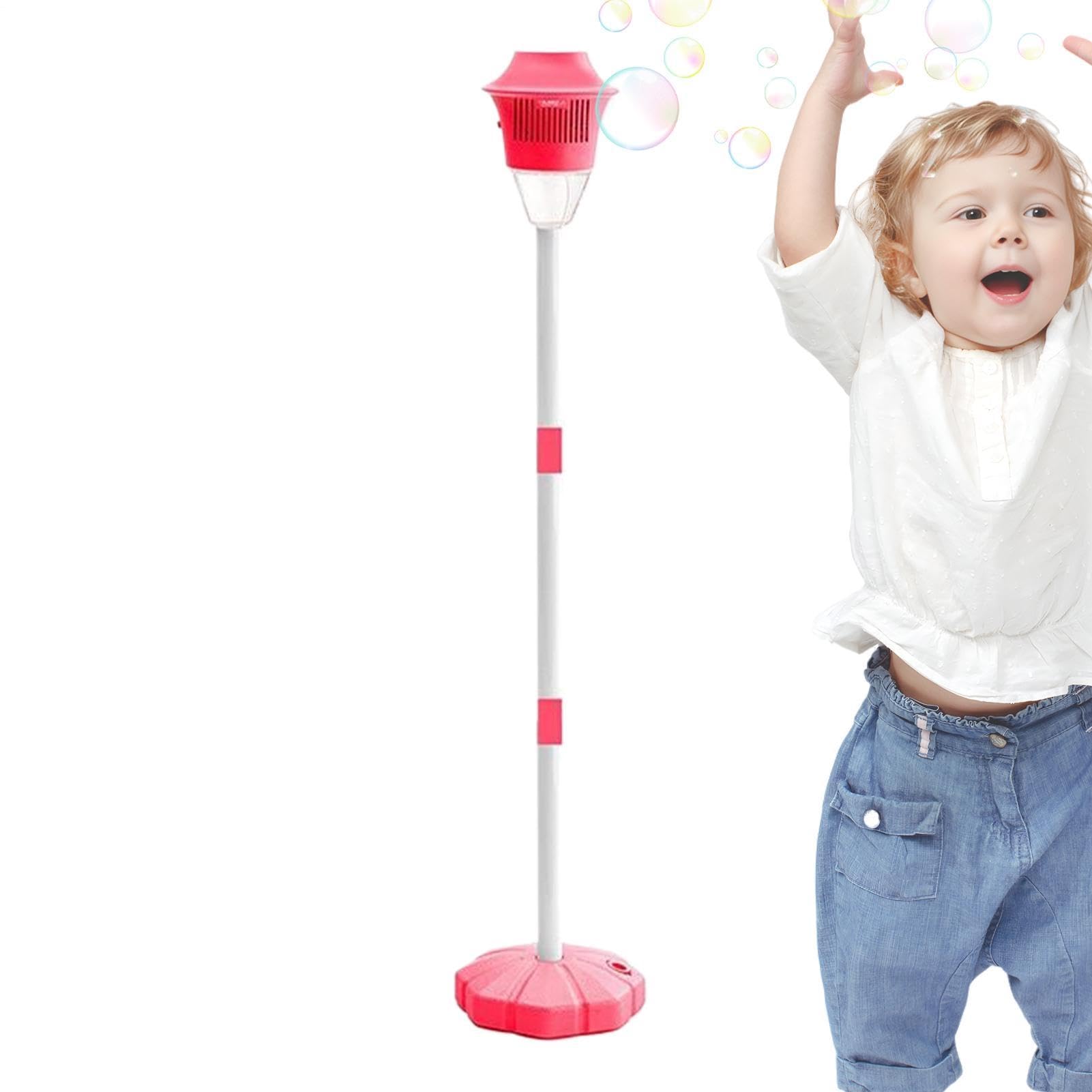 Seifenblasenmaschine mit Fuß – Halterung für Seifenblasenmaschine für Partys, Bubble Machine auf Fuß mit Licht | höhenverstellbar und abnehmbarer Sockel | Außendekoration USB wiederaufladbar Ma