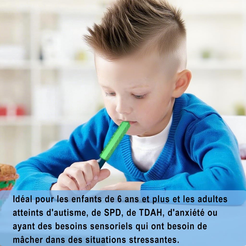KEFU Embouts à Mâcher pour Crayons, Lot de 8, Accessoires Sensoriels pour Enfants Autisme TDAH
