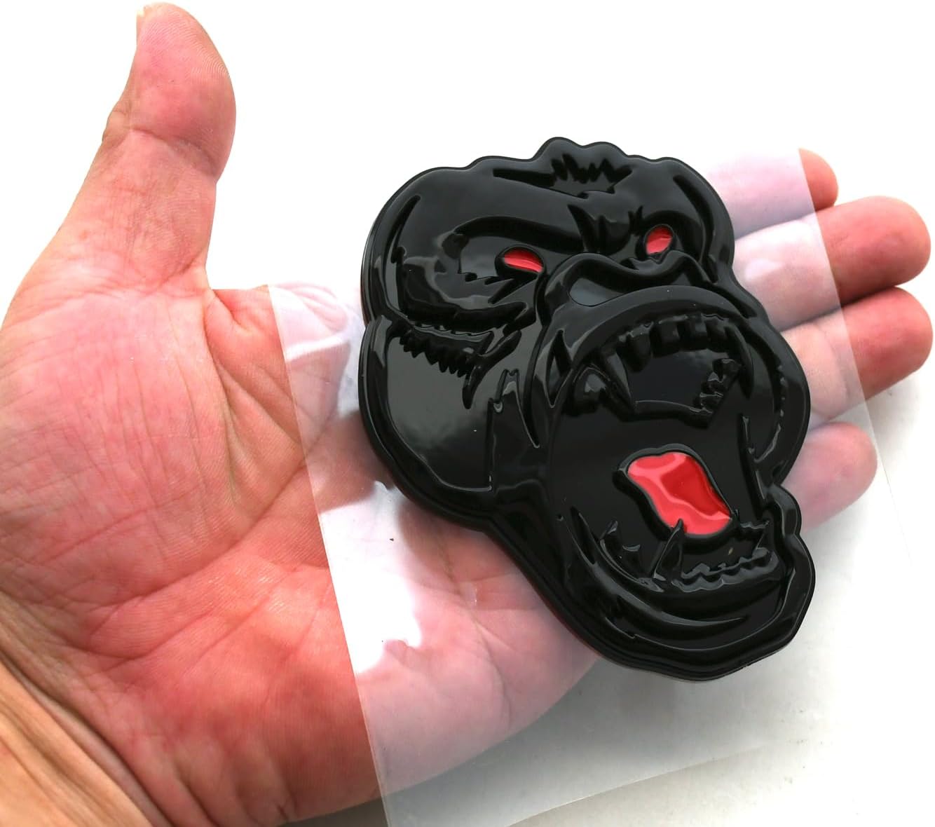 2Pcs Angry Gorilla Ape Emblems 3D Car Truck Motorcycles Side Rear Styling Decal Sticker Gorilla Badge Custom New (Glossy Black)