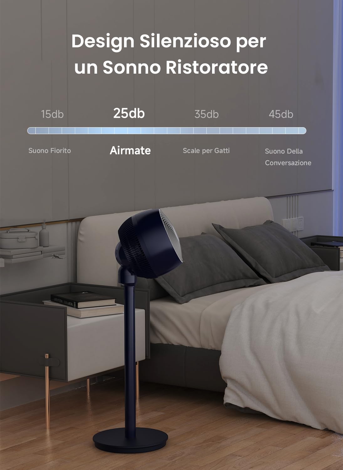 AIRMATE Ventilatore a Piantana 25dB, Ventilatore Silenzioso Notte 12 Velocità, 20W Risparmio Energetico Ventilatores, Ventilatori da Tavolo 3 in 1, Ventilatore Potente con Telecomando, Timer 12
