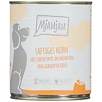 MjAMjAM - cibo umido premium per cani - pollo succoso con anatra tenera su carote e miglio bollito