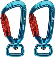 Vista 1 de Mosquetón con bloqueo automático de 2.5 pulgadas, 4.5KN 1011 libras con cierre giratorio para correa de perro, llavero, mochila