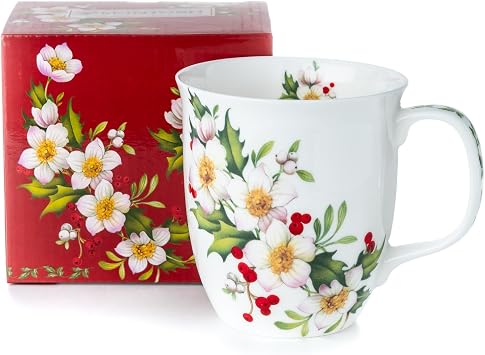 McIntosh Botanical Flowers Festive Floral Fine Bone China Java Mug