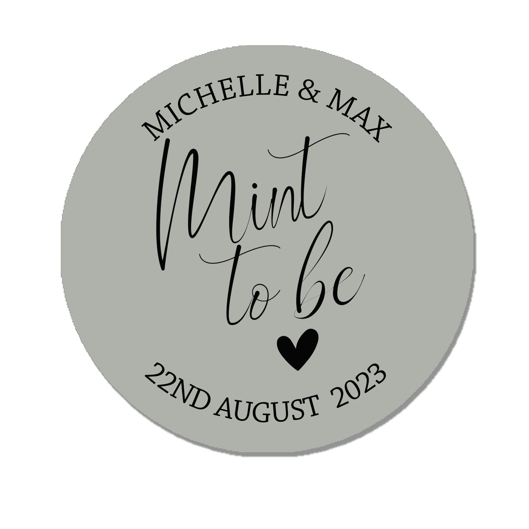 Treasured Forever Grey 35 Personalised Mint To Be Wedding Stickers, Party Favour Label, Party Bag Label, Mint Favour Label (Grey)