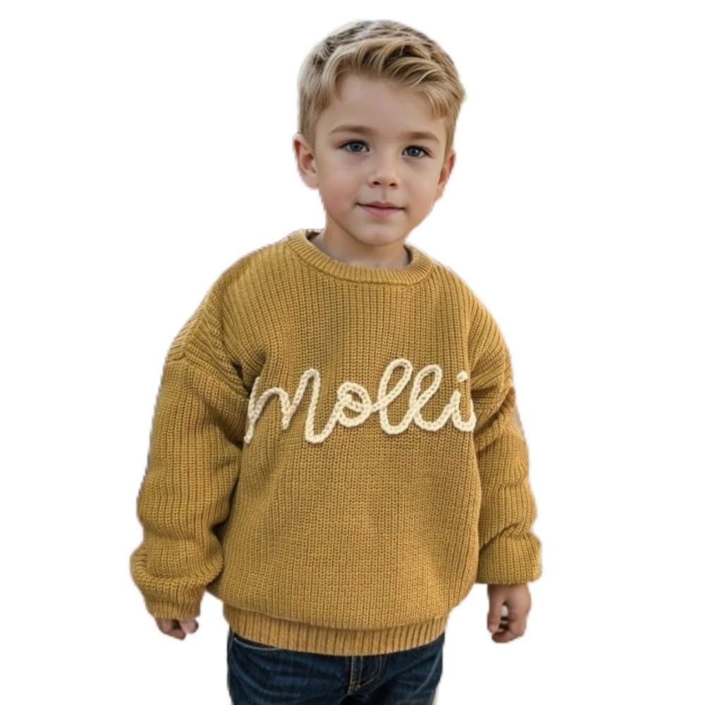 Pull brodé avec nom de bébé en maille haut de gamme et douce