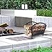 Amagabeli Garden Home Fireplace Log Rack Firewood Rack Indoor Outdoor Fireplace Log Holder 14.2 x 12.6 x 12.4inch Basket Handles Steel Wood Cradle Wood Stove Hearth Log Carrier Storage Holder Stand