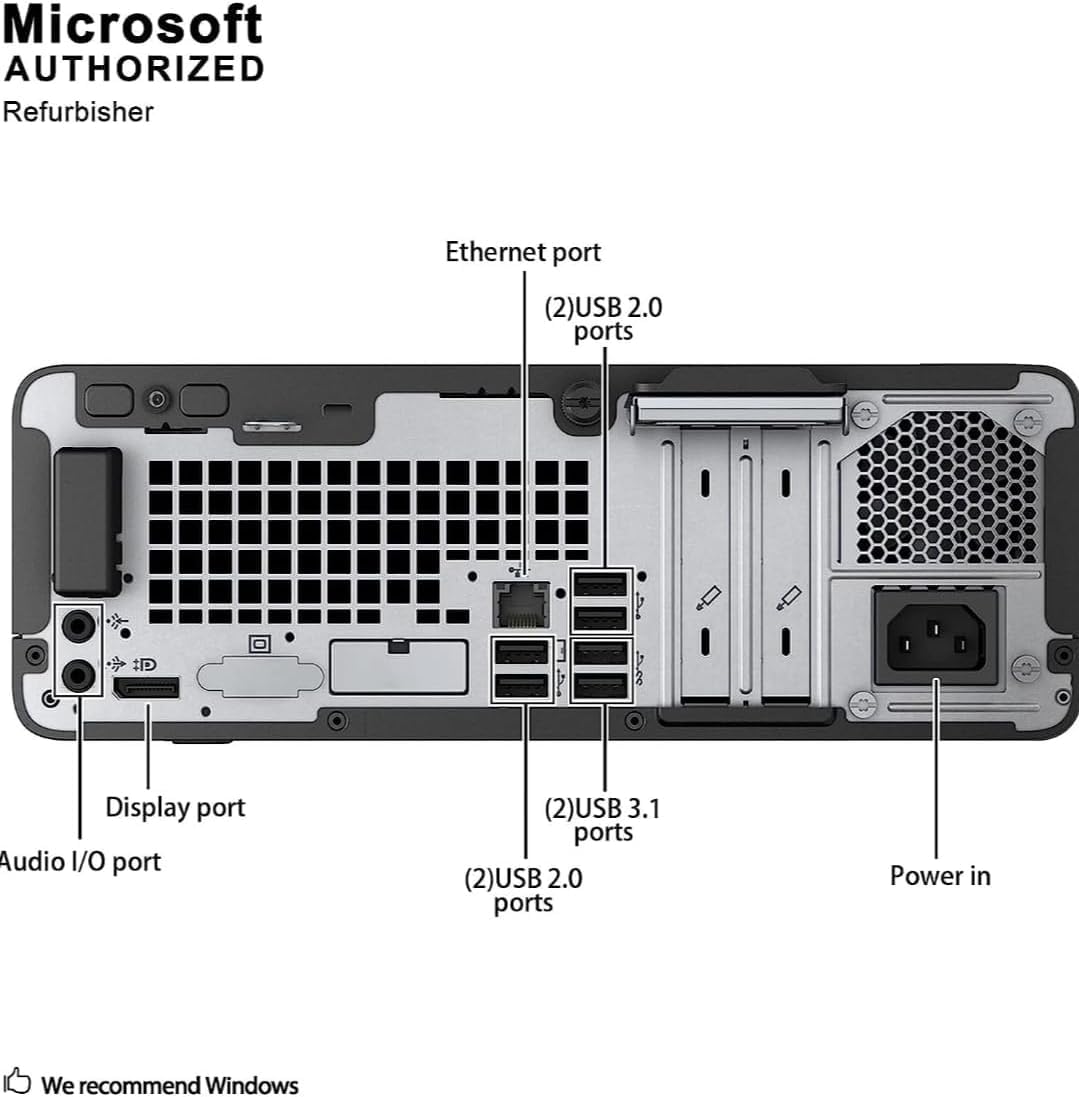 HP ProDesk 400 G5 SFF Desktop PC, Intel Core i5-8500, 8 GB RAM, 256 GB SSD, WiFi, Bluetooth, tastiera US QWERTY Windows, 11 Pro (ricondizionato)