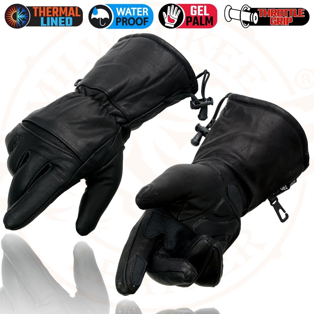 Milwaukee Leather Men's Leather Gauntlet Lined Motorcycle Hand Gloves - Large - Image 7