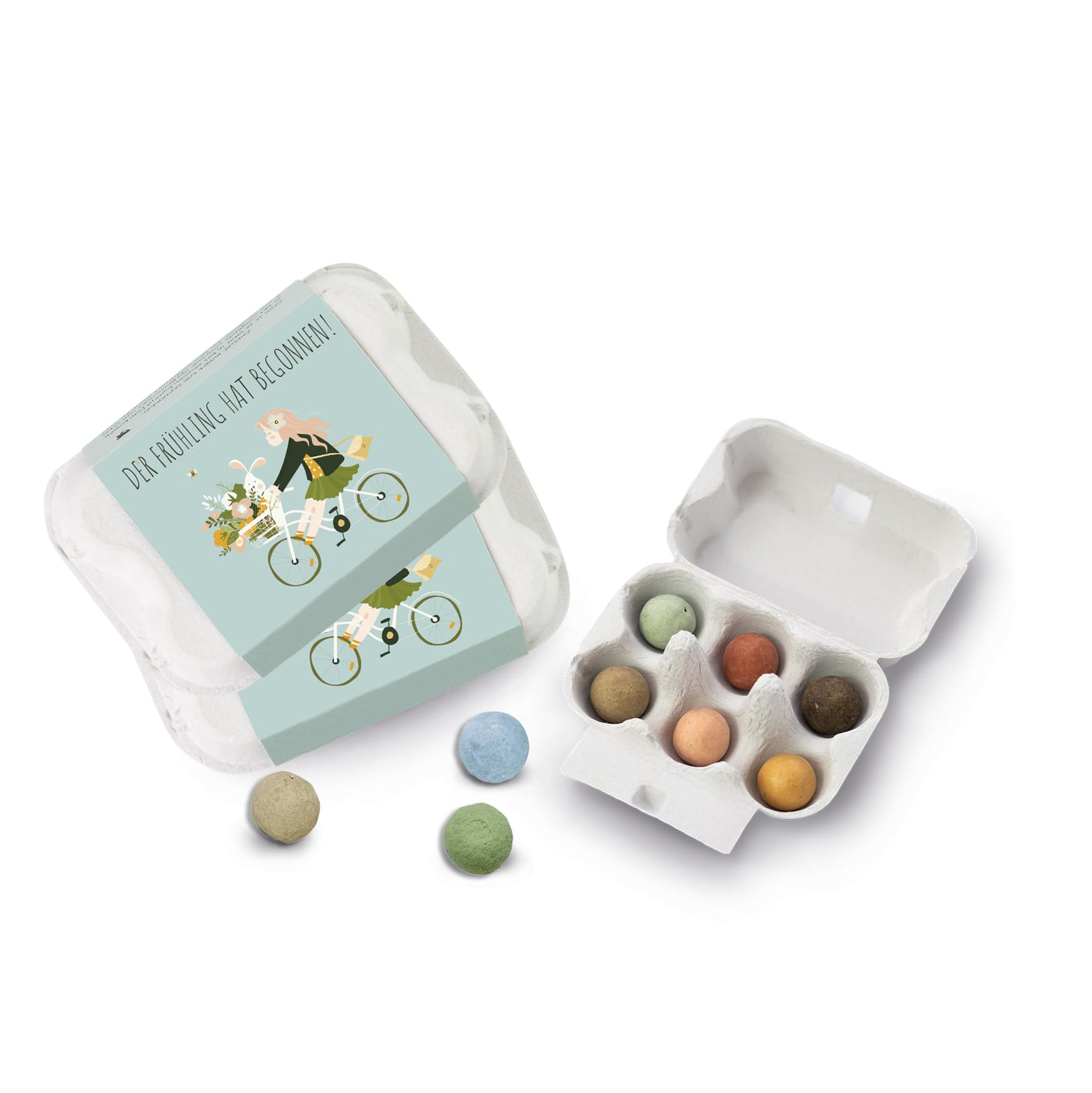 Seed Bombs Spring Flower Seeds - 2 x Egg Box with 6 Seed Bombs - Hello Spring Flowers Gifts for Women and Men Sea Bombs Bees, Butterfly and Bumble Bees