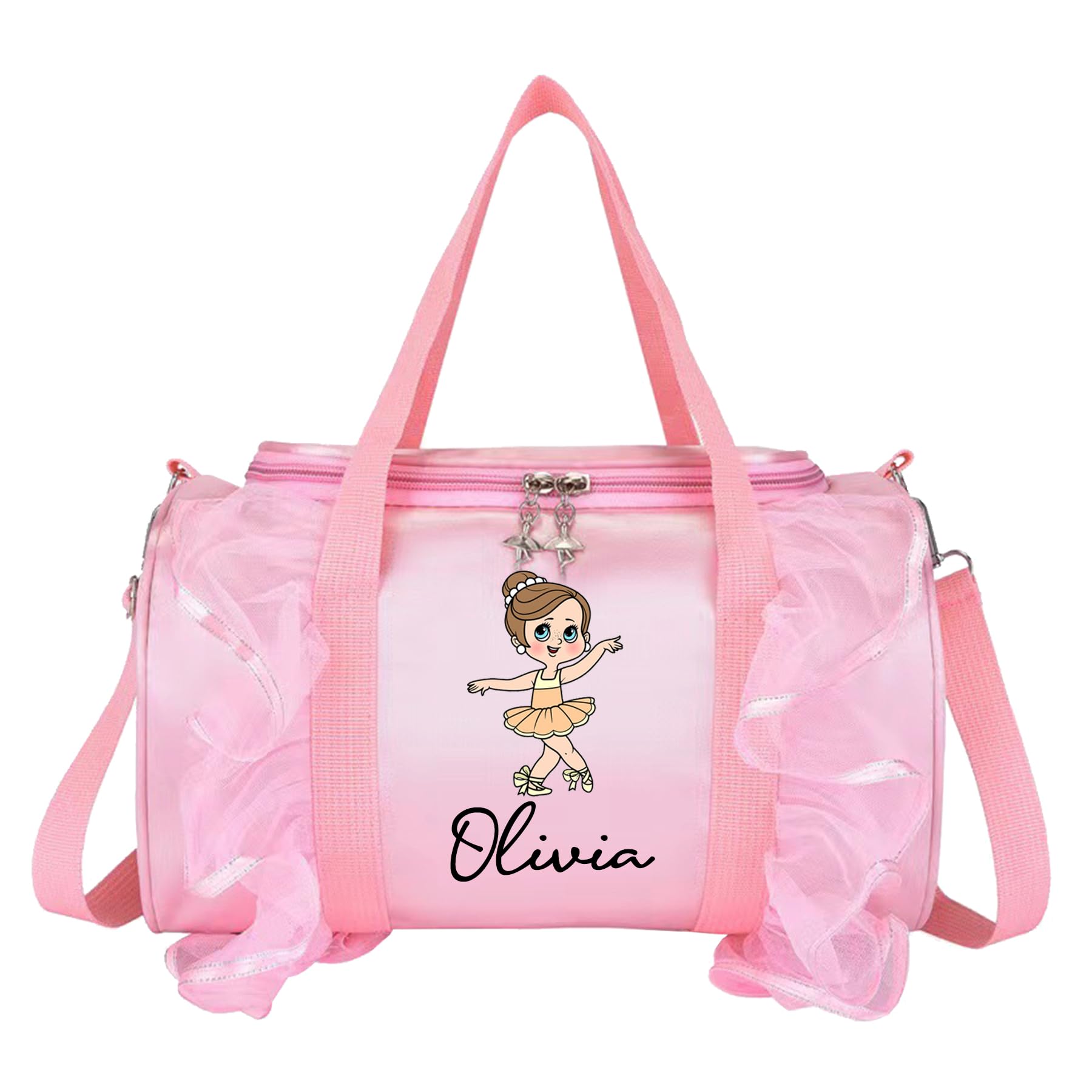Roycraft Personalized Ballet Dance Bag for Girls Custom Name Bag Gymnastics with Adjustable Shoulder Strap