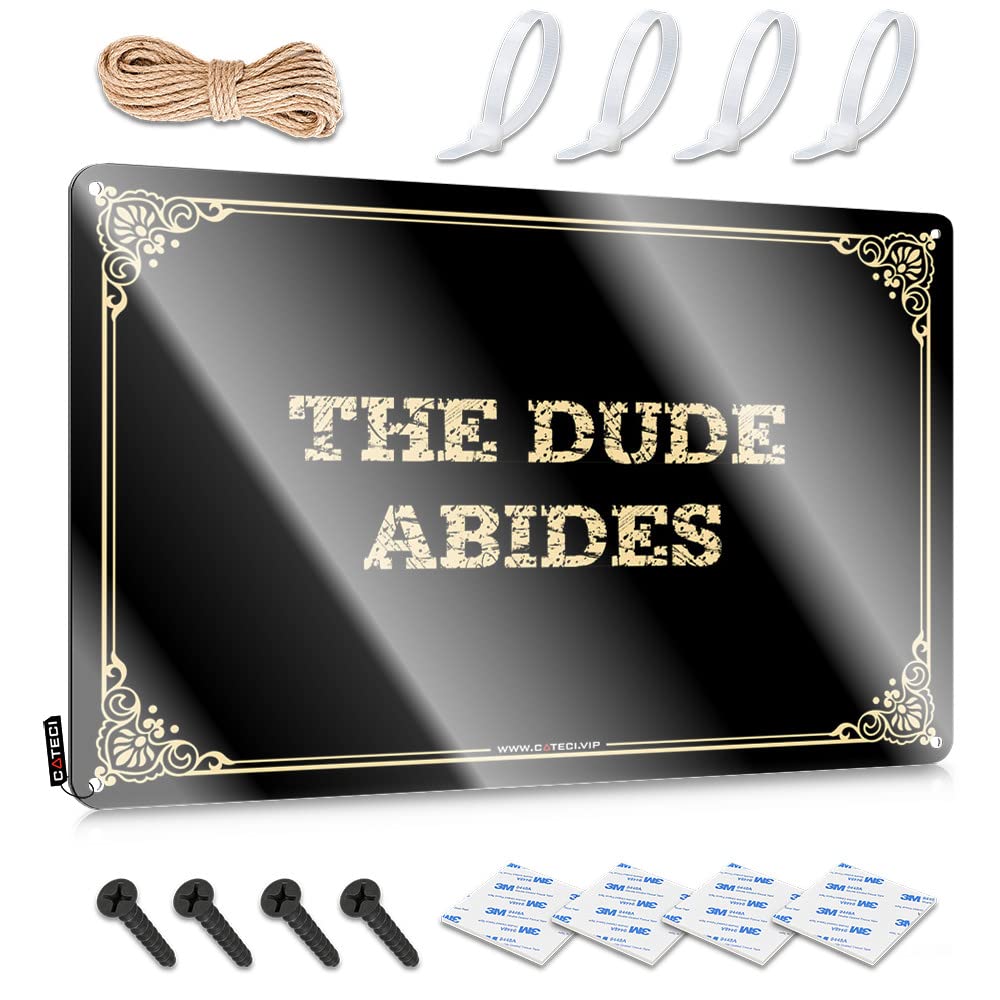 MGHTLCCME Bar Signs For Home Bar Decor The Dude Abides Tin Sign Decaor Sign Funny Vintage Metal Sign(30X40CM)