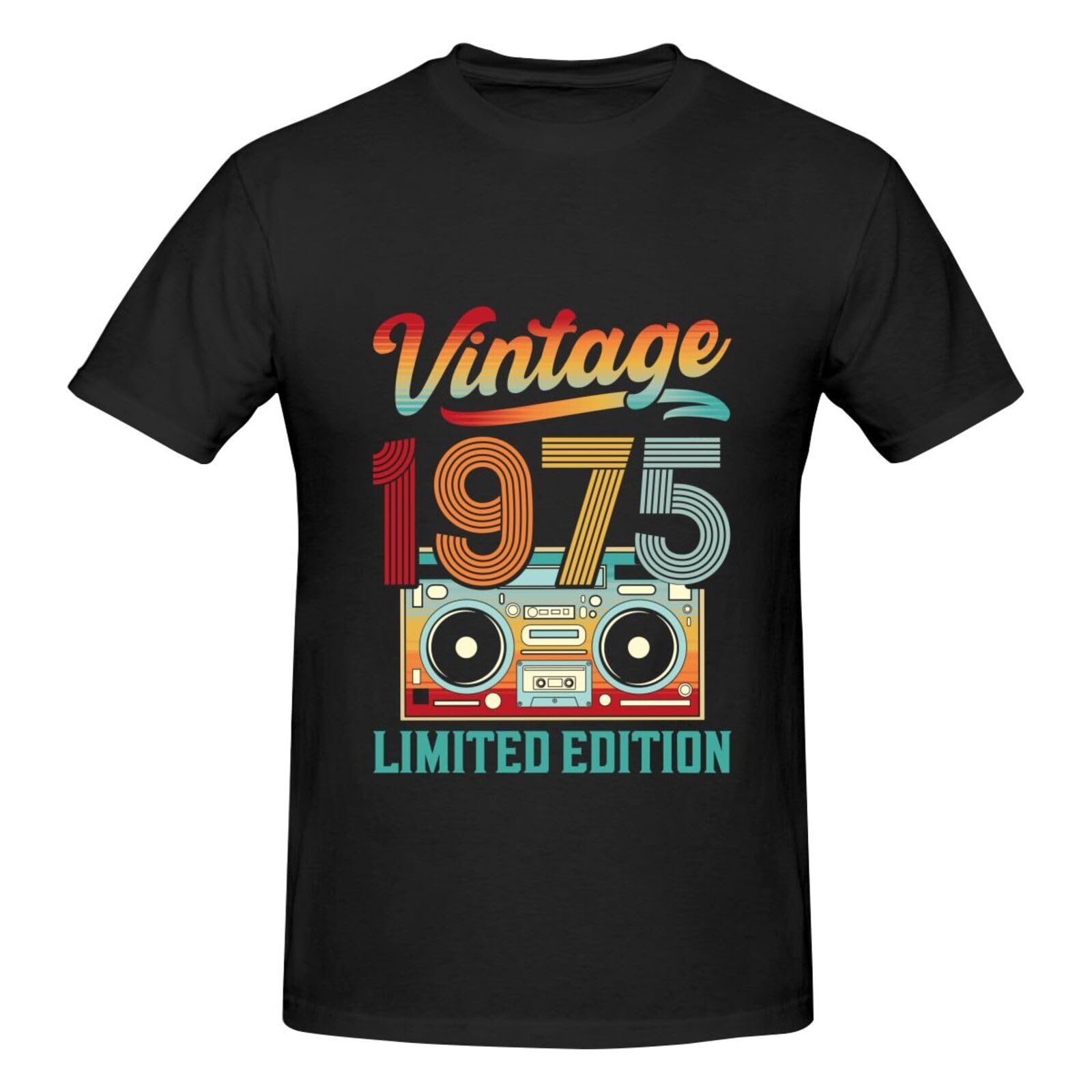 Vintage 1975 T Shirts for Men, Funny Cotton Limited Edition 50th Birthday Shirts