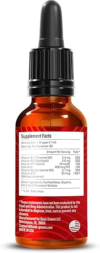 Miniatura 2 de Gotas líquidas de complejo de vitamina B, fórmula sublingual de fuerza, maximiza la absorción y aumenta la energía - B1, B2, B3, B5, B6, B7, B9, B12