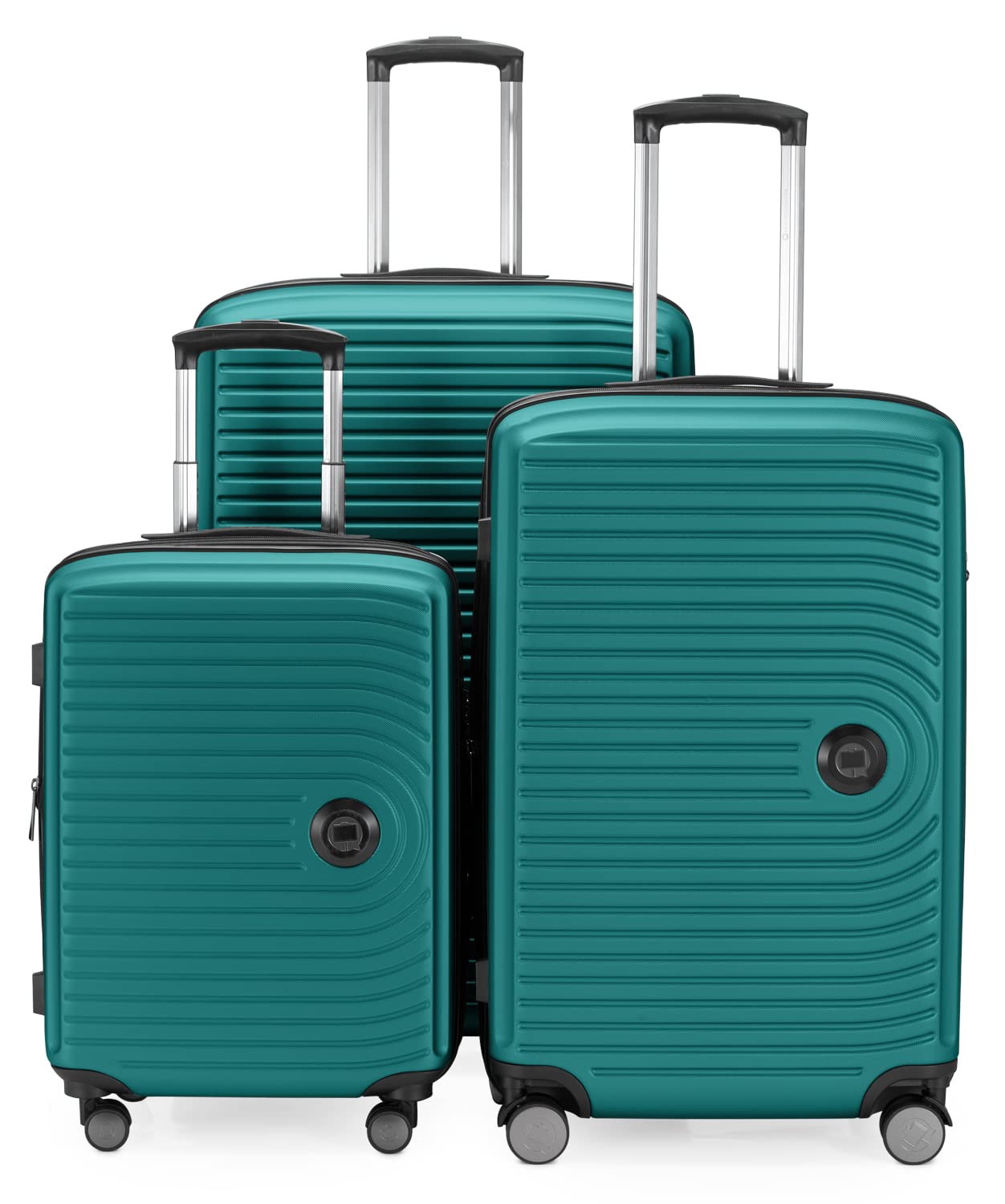 Mitte - Set of 3 Suitcases - Hand Luggage Suitcase 55 cm, Medium Suitcase 68 cm + Large Travel Suitcase 77 cm, Hard Shell ABS, TSA, Turquoise