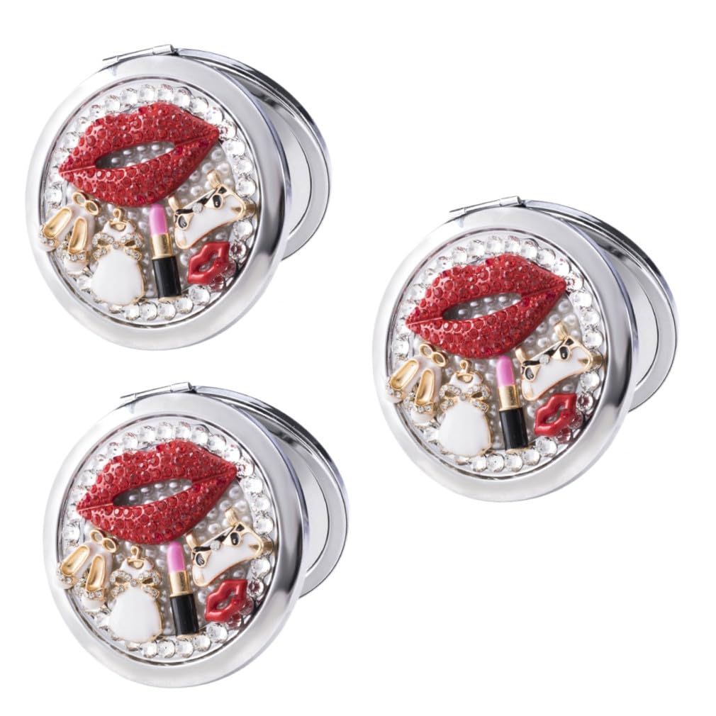 Healeved 3stücke Tragbarer Doppelseitiger Kosmetikspiegel Faltbarer Handspiegel Für Makeup Hochauflösender Robuster Taschenspiegel Für Damen Für Unterwegs