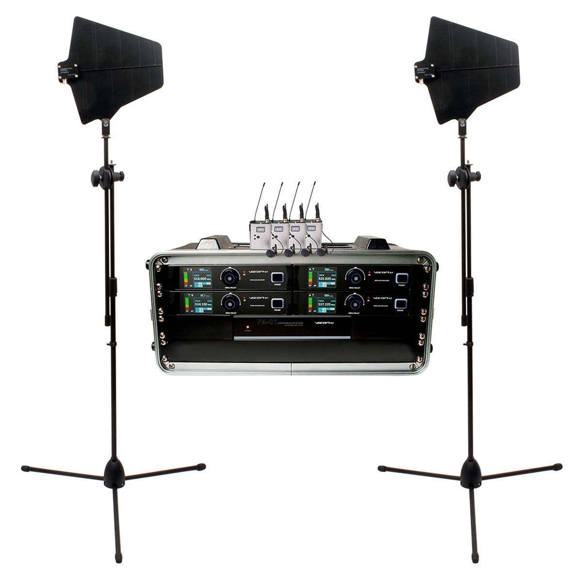 VocoPro - Dual Touring Grade True Diversity Wireless System with Antenna Distribution System and Active (BenchMark-Dual-BP (LAV))