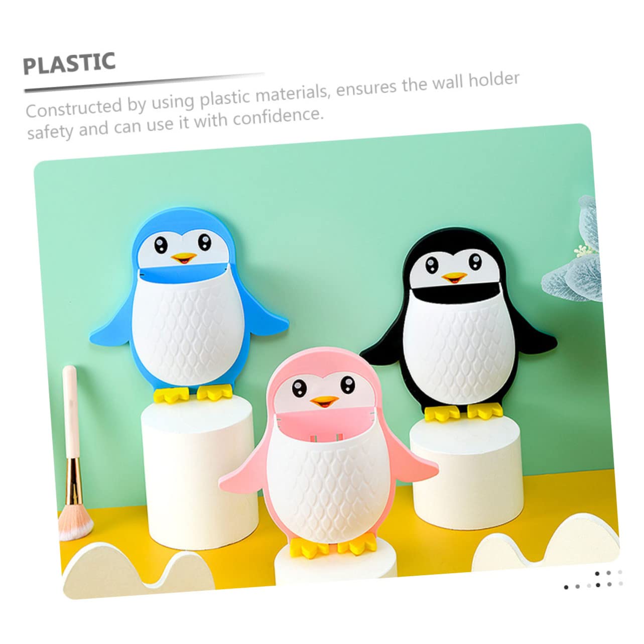 MUCKLILY 2Pcs Penguin Shape Wall Mounted Storage Organizers for Home Punch Holders for Sundry Storage Versatile Office Bedroom Accessories Cute Remote Control Nightstand