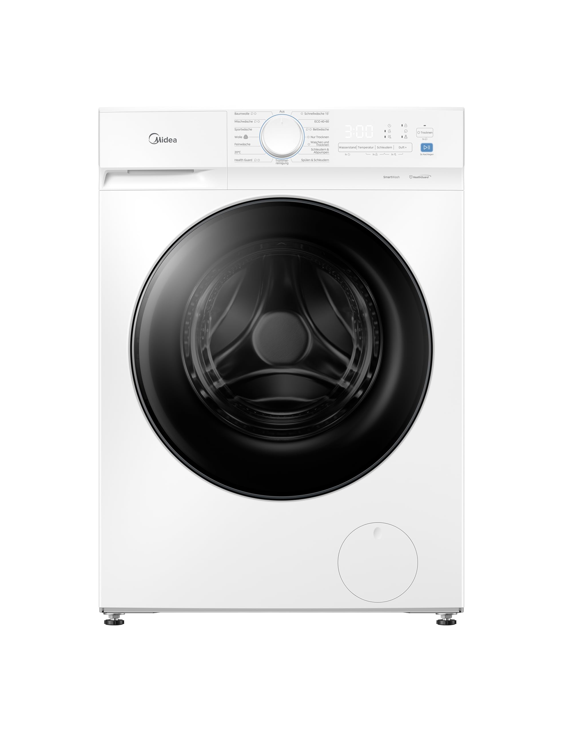 Midea Waschtrockner 8/6 kg EEK A-10% BLDC Inverter Motor weiß MFV3ED80BA10 | Waschen und Trocknen, Woolmark & Sportpflege, 15 Min Schnellwäsche, Steam Wash, Kaltwäsche, 95°C Hygiene, Quick‑Dry