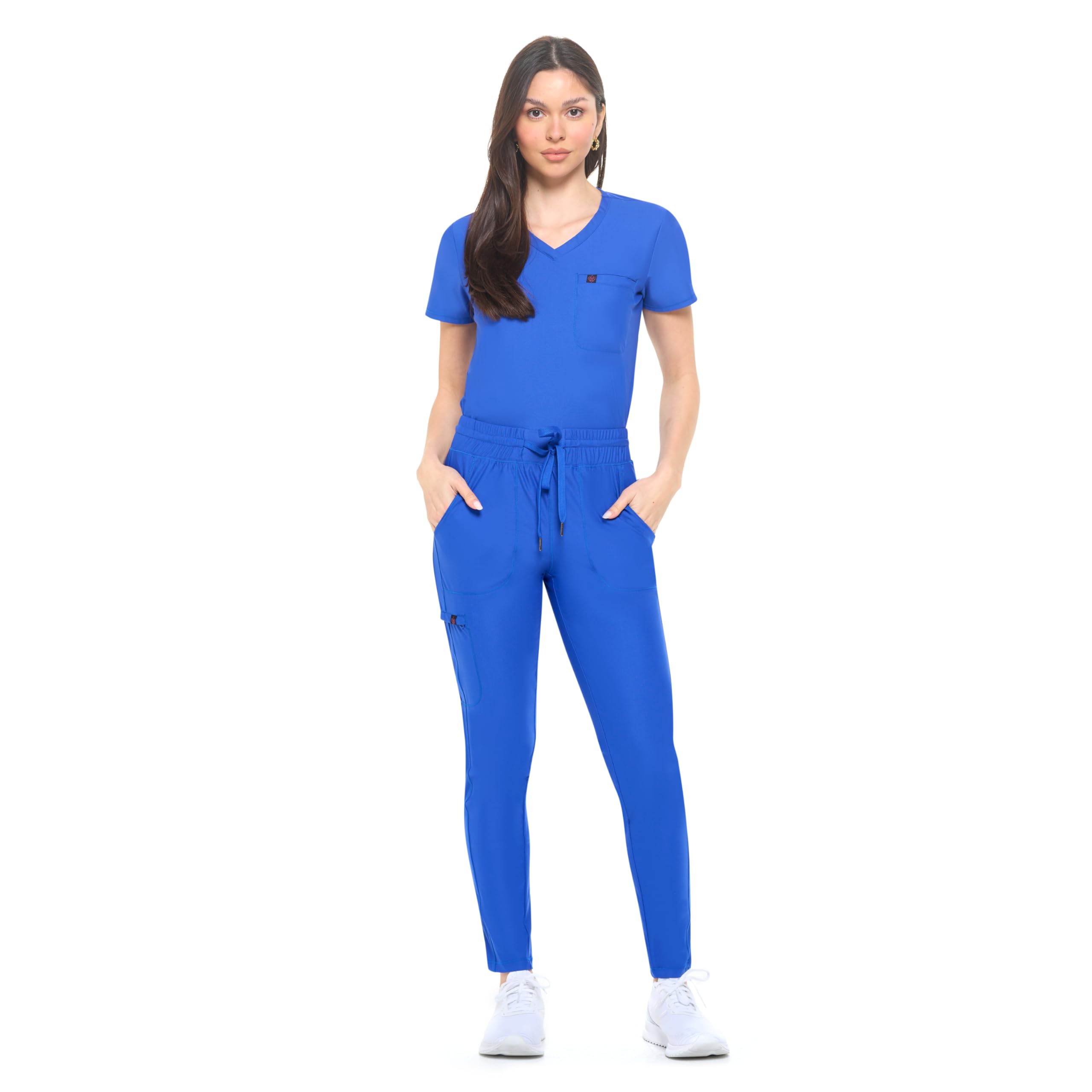 M&M SCRUBS Women's Scrub Set Ultra Stretch Form Fitting Scrubs for Women Set (True Royal Blue, 2X-Large)