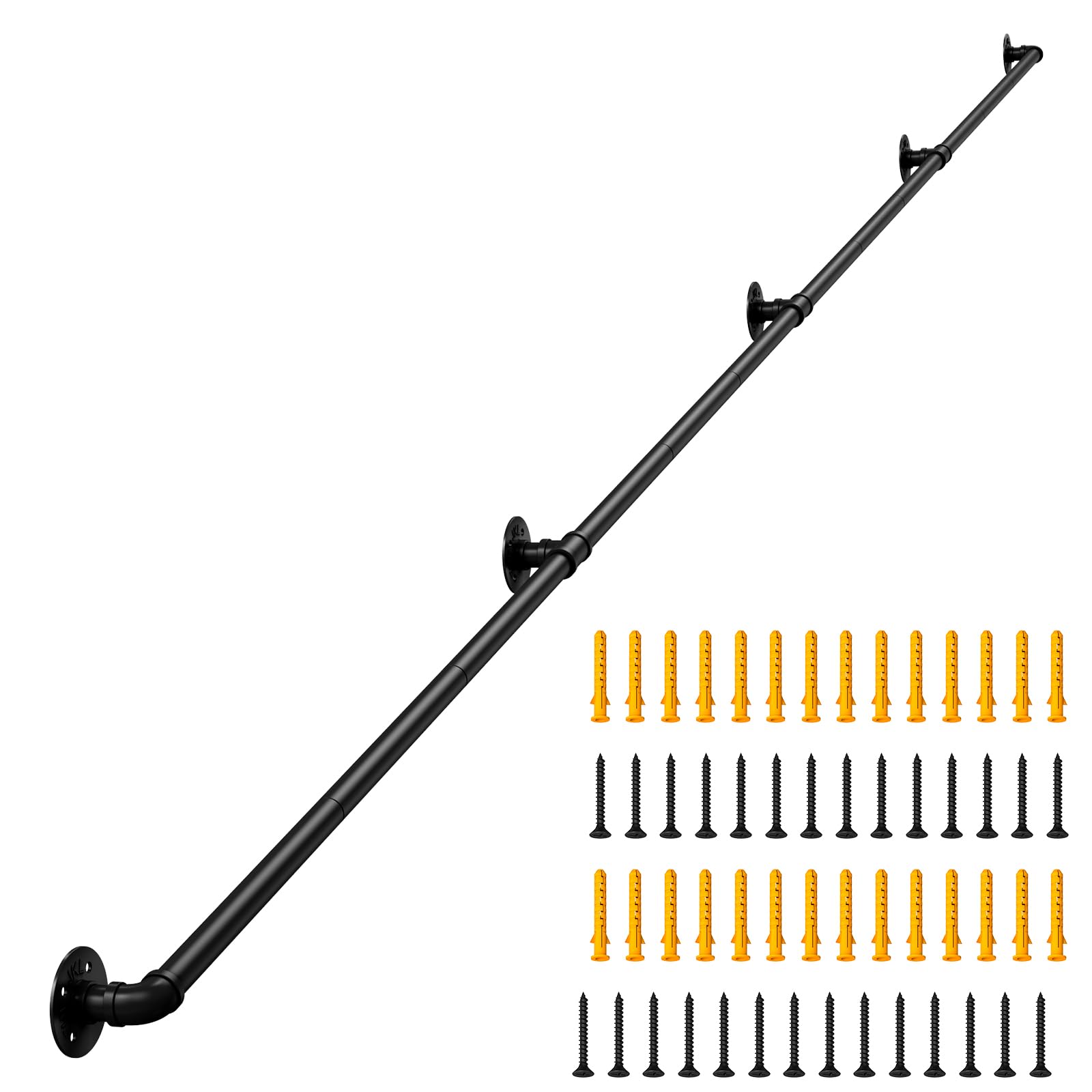 DAMEING 14FT Extra-Long Metal Stair Handrail System, 5 Wall Brackets