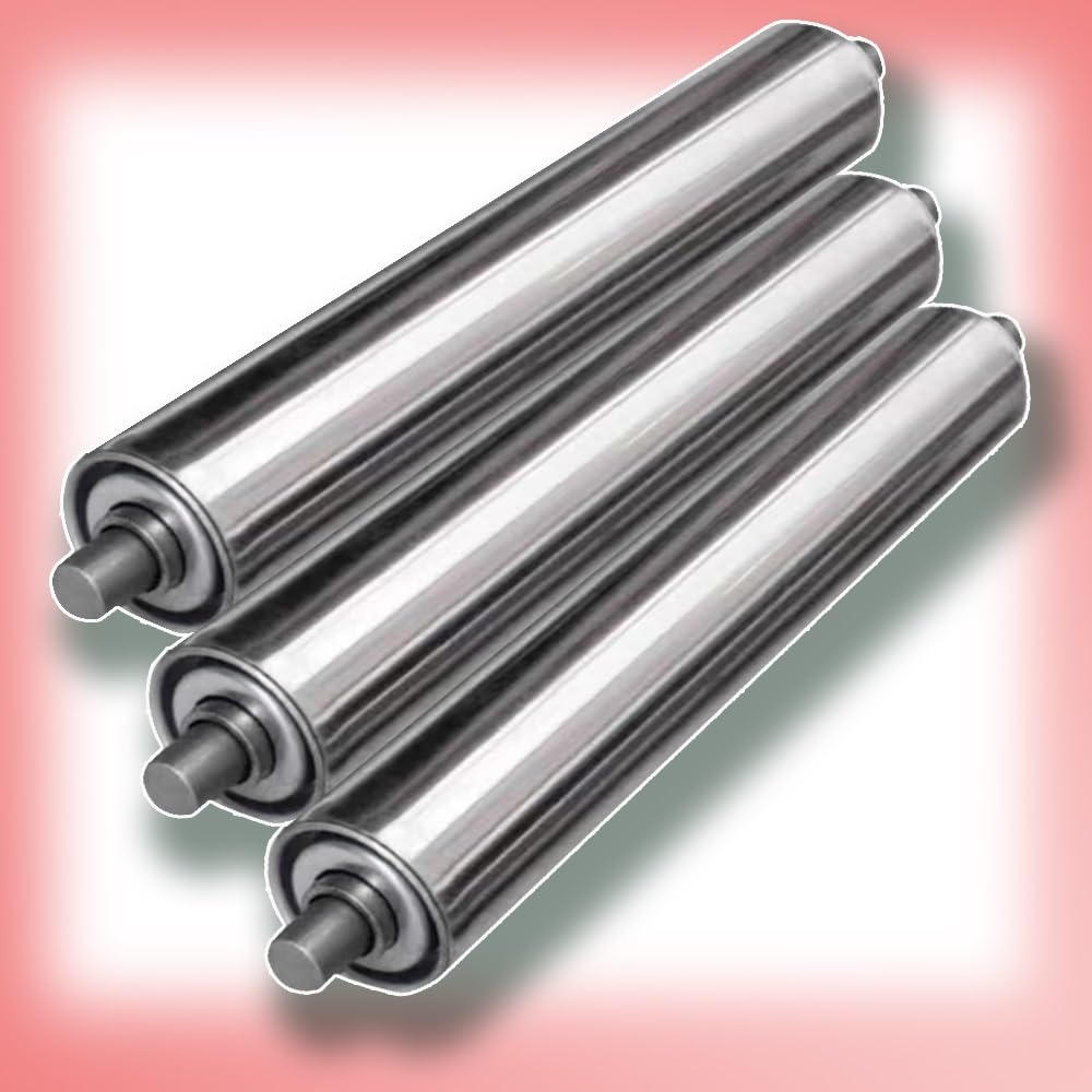 Juego de 3 cintas transportadoras de rodillos de gravedad de acero inoxidable de alta resistencia de 1 a 2.4 pulgadas de diámetro, 500 mm de longitud, ideal para transporte de carga comercial