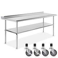 Vista 11 de Gridmann. Mesa de preparación y trabajo para cocina comercial, hecha en acero inoxidable con 4 ruedas con protectores contra salpicaduras. Varios