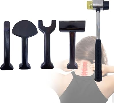 NICHOY Hammer Massage Tool,Percussion Stick Wood Hammer Tools,Tok Sen Therapy Muscle Massage Wood Stamp5pcs
